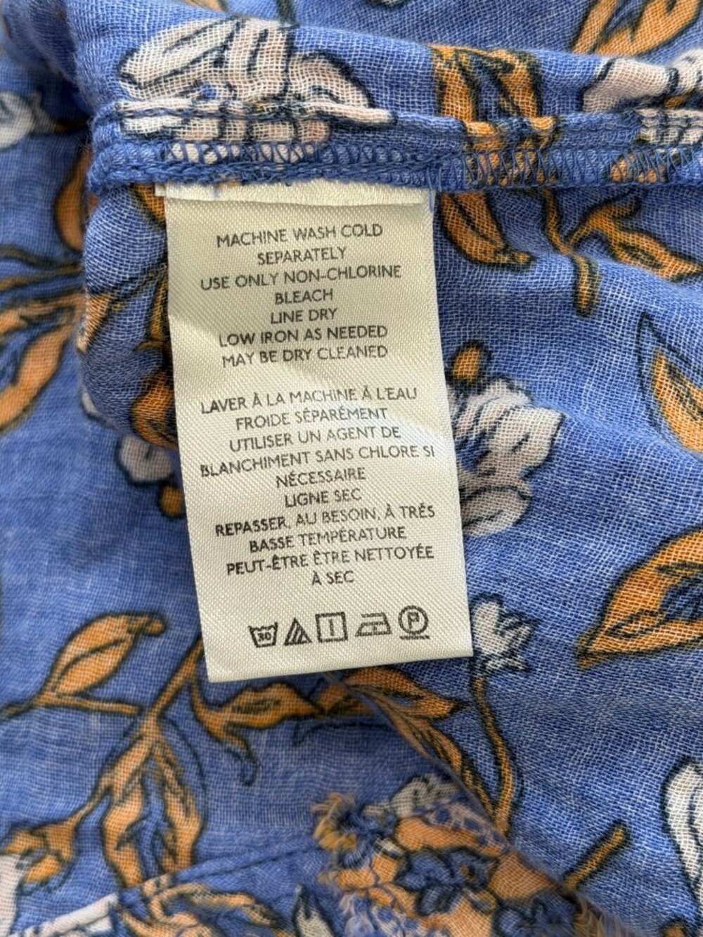 Free People Womens Size M Nala Top Babydoll Blue Floral Cotton Smocked NEW - Picture 9 of 10